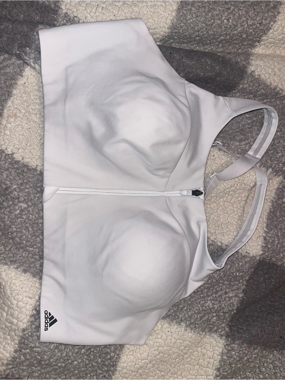 adidas White Front-Zip Padded Swim Top